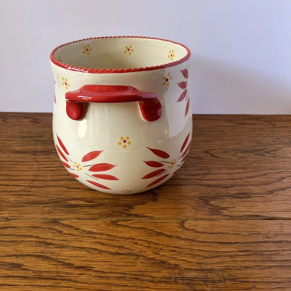 Temptations Old World Red Crock Supersize Utensil Holder JAR Store & more 7